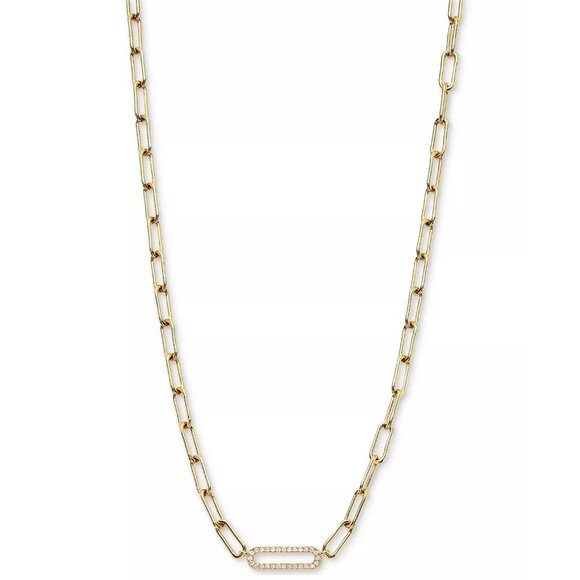 Ajoa by Nadri Cubic Zirconia Oval Link Chain Collar Necklace, 16" + 2" extender - Picture 3 of 5